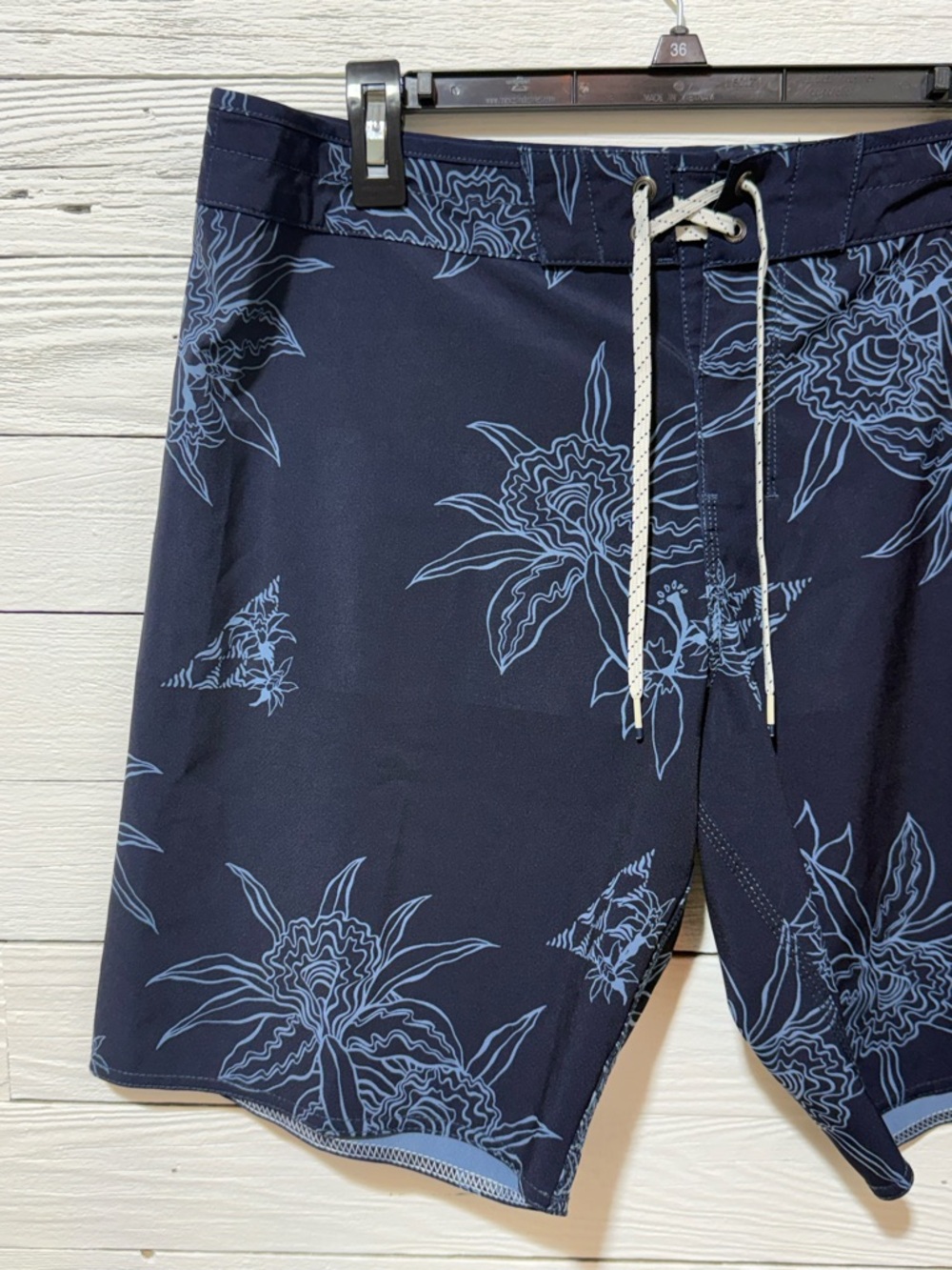 Billabong Navy Swim Board Shorts with Light Blue Floral Print - Picture 2 of 6